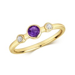 Diamond & Amethyst Ring In 9ct Gold 