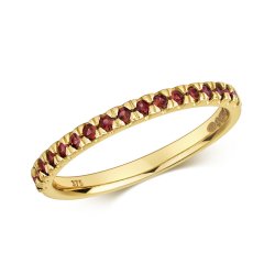 Garnet Cut Down Set Ring In 9ct Gold 