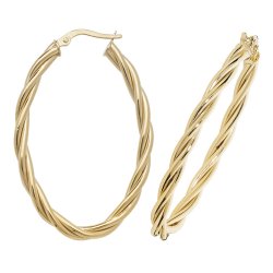 9ct Gold Twisted Oval Hoops ER1006-