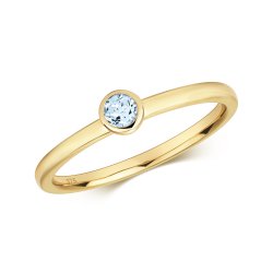 Aquamarine Rubover Ring In 9ct Gold 