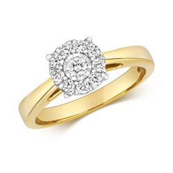 Diamond Illusion Solitaire Ring In 9ct Gold 