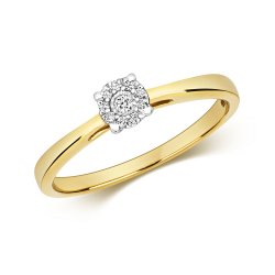 Diamond Illusion Solitaire Ring In 9ct Gold 