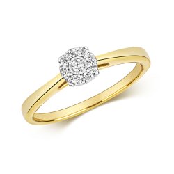 Diamond Illusion Solitaire Ring In 9ct Gold 