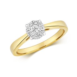 Diamond Illusion Solitaire Ring In 9ct Gold 