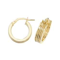 9ct Gold 3 Row Hoops ER1017-