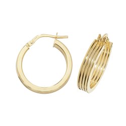 9ct Gold 3 Row Hoops ER1017-