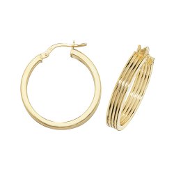 9ct Gold 3 Row Hoops ER1017-