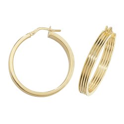 9ct Gold 3 Row Hoops ER1017-
