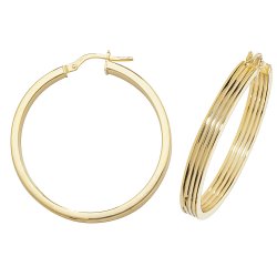 9ct Gold 3 Row Hoops ER1017-