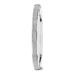 9ct White Gold Moondust Hinged Bangle 