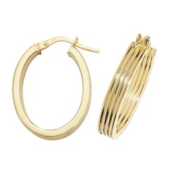 9ct Gold 3 Row Hoops ER1017-