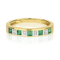 Diamond & Emerald Eternity Ring In 9ct Gold 