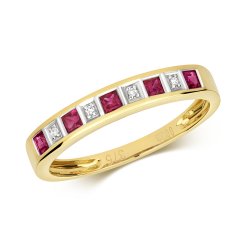 Diamond & Ruby Eternity Ring In 9ct Gold 