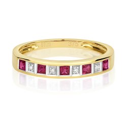 Diamond & Ruby Eternity Ring In 9ct Gold 