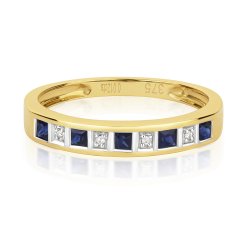 Diamond & Sapphire Eternity Ring In 9ct Gold 