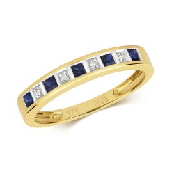 Diamond & Sapphire Eternity Ring In 9ct Gold 