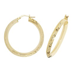 9ct Gold Diamond Cut Hoops ER1018-
