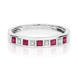 Diamond & Ruby Eternity Ring In 9ct White Gold 