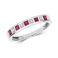 Diamond & Ruby Eternity Ring In 9ct White Gold 