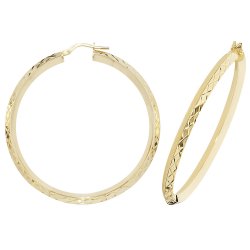 9ct Gold Diamond Cut Hoops ER1018-
