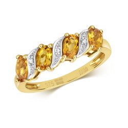Diamond & Citrine Twist Ring In 9ct Gold 