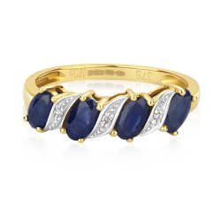 Diamond & Sapphire Twist Ring In 9ct Gold 