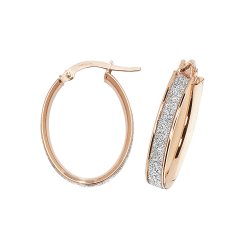 9ct Rose Gold Moondust Oval Hoops ER1023R-