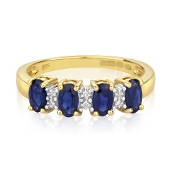 Diamond & Sapphire 4 Stone Eternity Ring In 9ct Gold 
