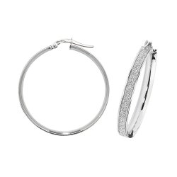 9ct White Gold Moondust  Hoops ER1023W-
