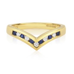 Diamond & Sapphire Wishbone Ring In 9ct Gold 