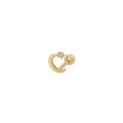 9ct Gold Cz Set Crescent Moon Cartilage Stud 