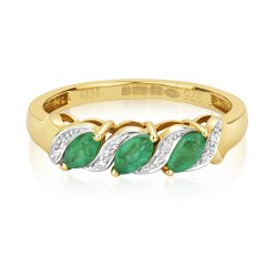 Diamond & Emerald Trilogy Ring In 9ct Gold 
