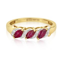 Diamond & Ruby Trilogy Ring In 9ct Gold 