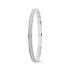 9ct White Gold Babies' Moondust Hinged Bangle 