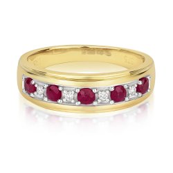 Diamond & Ruby Half Eternity Ring In 9ct Gold 