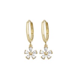 9ct Gold Cz Flower Style Drops 