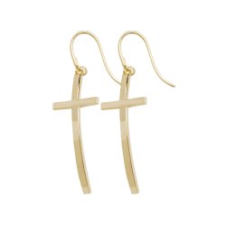 9ct Gold Curved Cross Fish Hook Drops 
