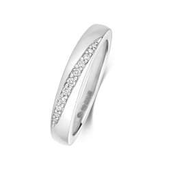 Diamond Grain Set Crossover Band In 9ct White Gold 