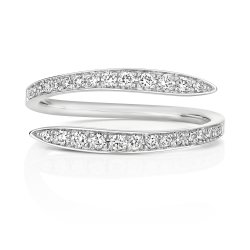 Diamond Grain Set Crossover Ring In 18ct White Gold 