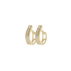 9ct Gold Cz 2 Row Swirl Hinged Hoops 