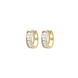 9ct Gold Baguette Cz Hinged Hoops 