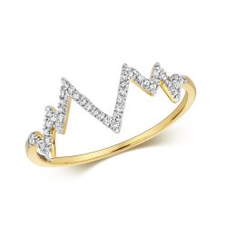 Diamond Heartbeat Ring In 9ct Gold 
