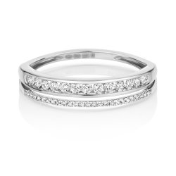 Diamond Grain Set Split Eternity Ring In 9ct White Gold 