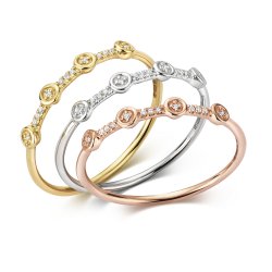 Diamond Set Of 3 Tricolour Ring In 9ct Gold 