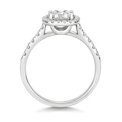 Diamond Brilliant Cushion Halo Ring In 18ct White Gold 