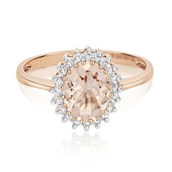 Diamond & Morganite Oval Cluster Ring In 9ct Rose Gold 