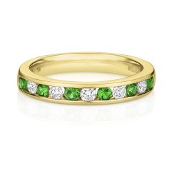 Diamond & Tsavorite Channel Set Half Eternity Ring In 9ct Gold 