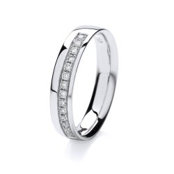 Diamond Grain Set Wedding Ring In 18ct White Gold 