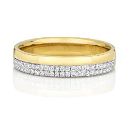 Diamond Claw Set 2 Row Wedding Ring In 18ct Gold 