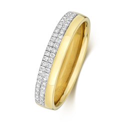 Diamond Claw Set 2 Row Wedding Ring In 18ct Gold 